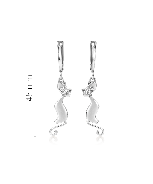 Sterling silver earrings with zircons "cat"