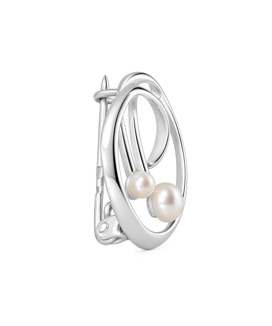 Silver brooch with cultured pearls
