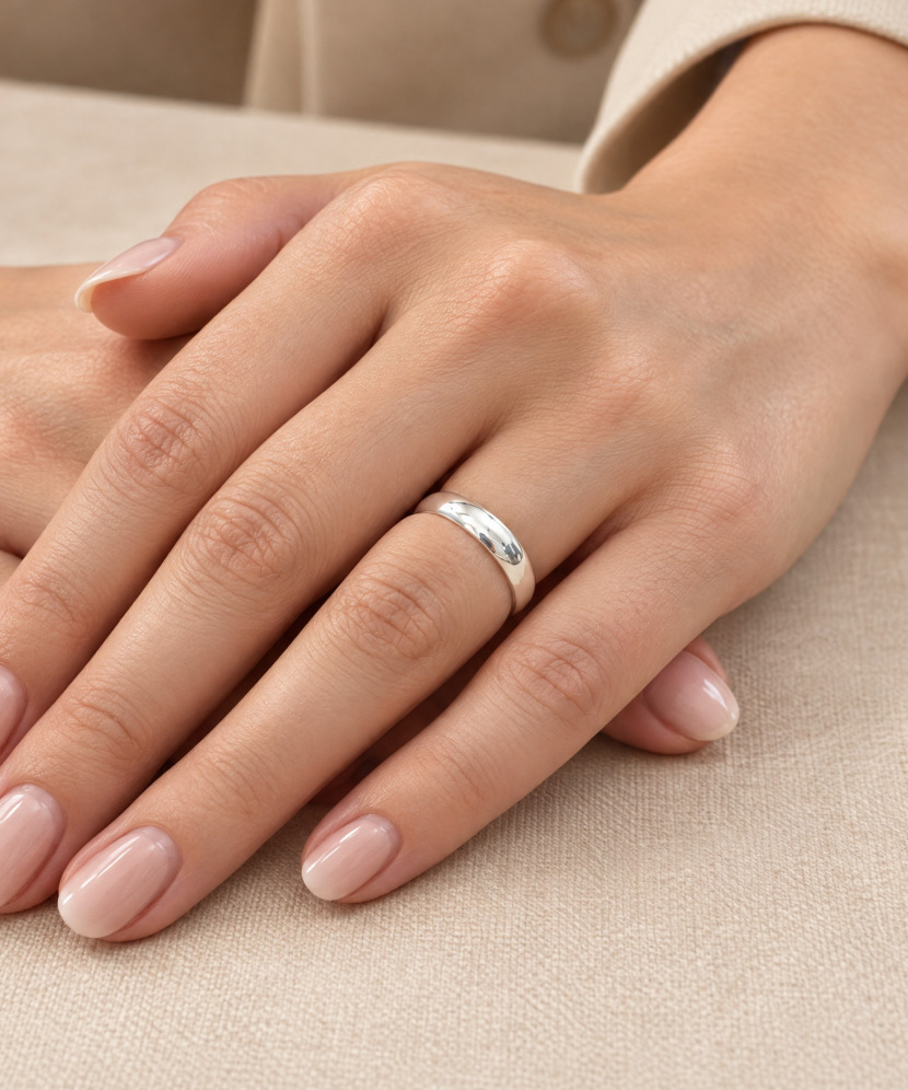 Silver wedding ring 5 mm