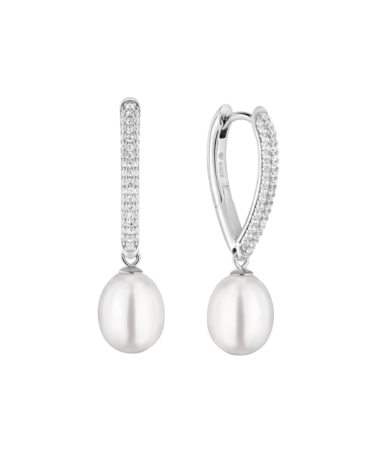 Sterling silver earrings with pearls and zircons
