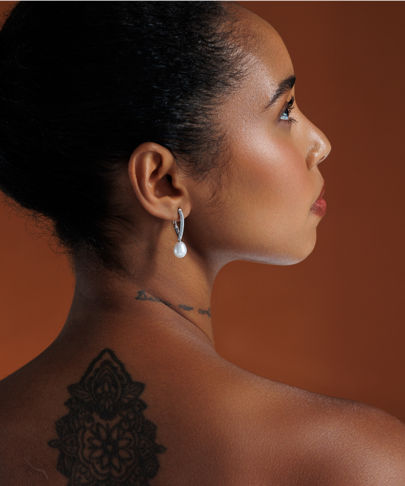 Sterling silver earrings with pearls and zircons