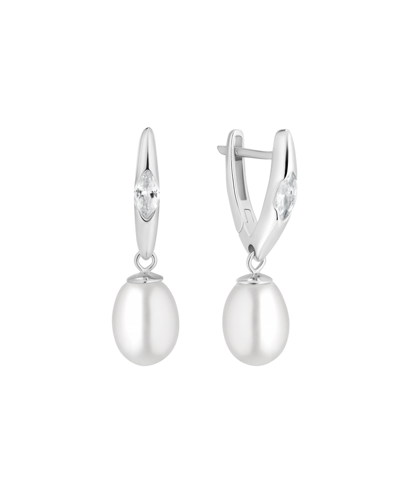 Sterling silver earrings with pearls and zircons