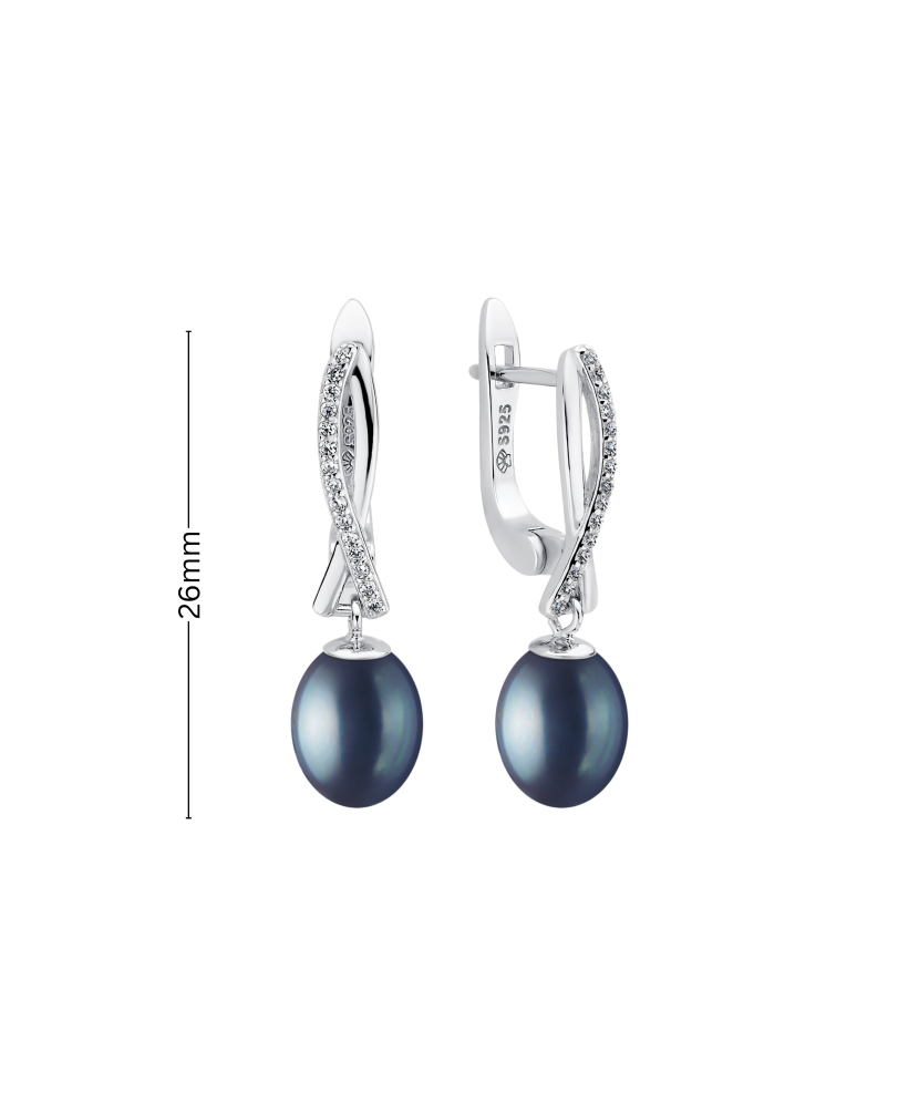 Sterling silver earrings with pearls and zircons