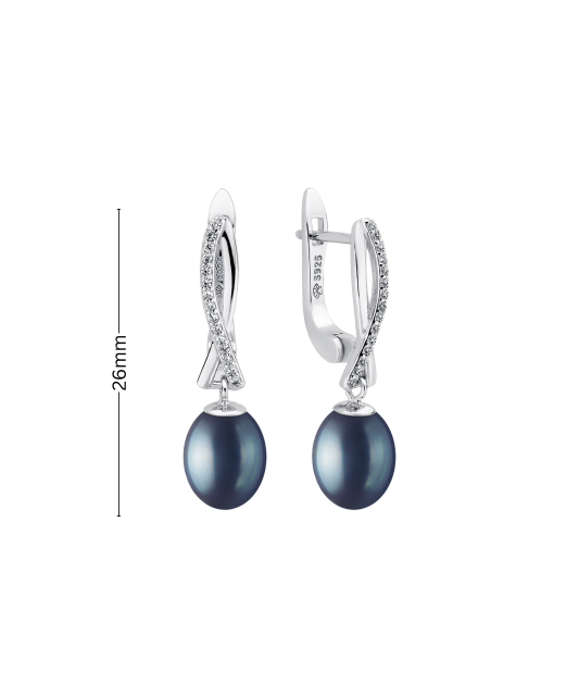 Sterling silver earrings with pearls and zircons