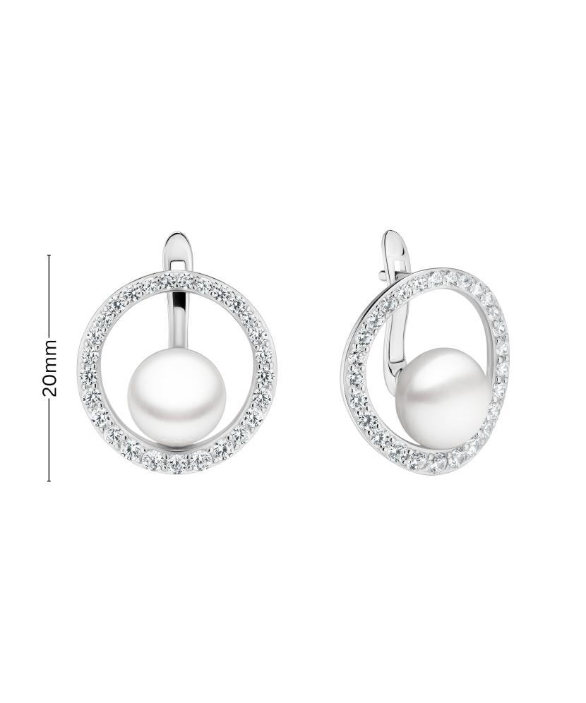 Sterling silver earrings with pearls and zircons