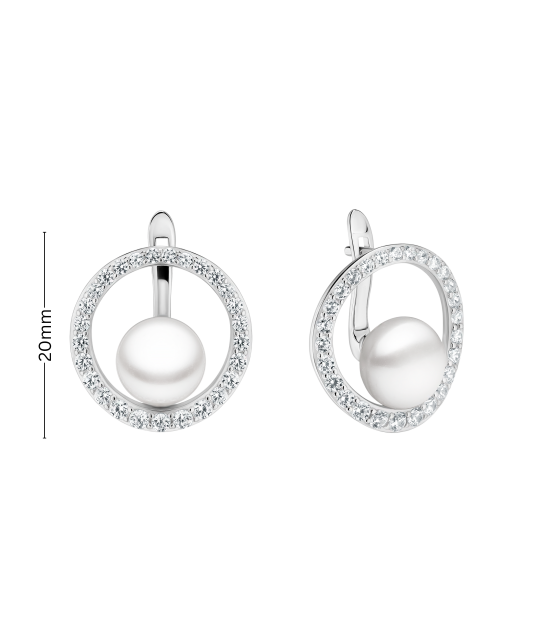 Sterling silver earrings with pearls and zircons