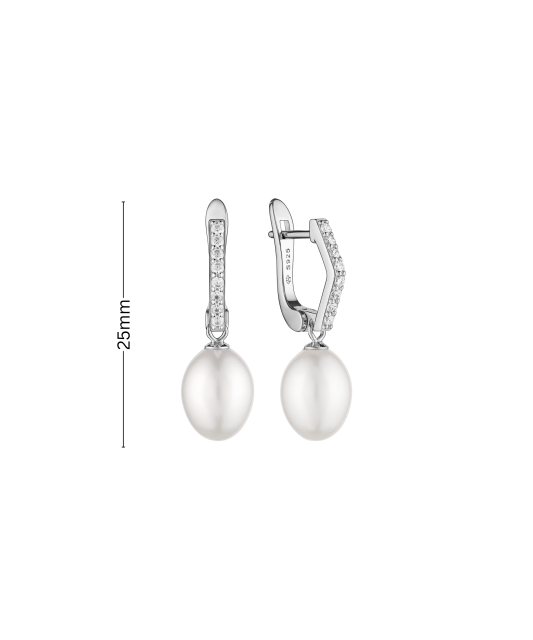 Sterling silver earrings with pearls and zircons