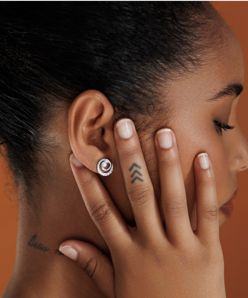 Sterling silver earrings with pearls and zircons