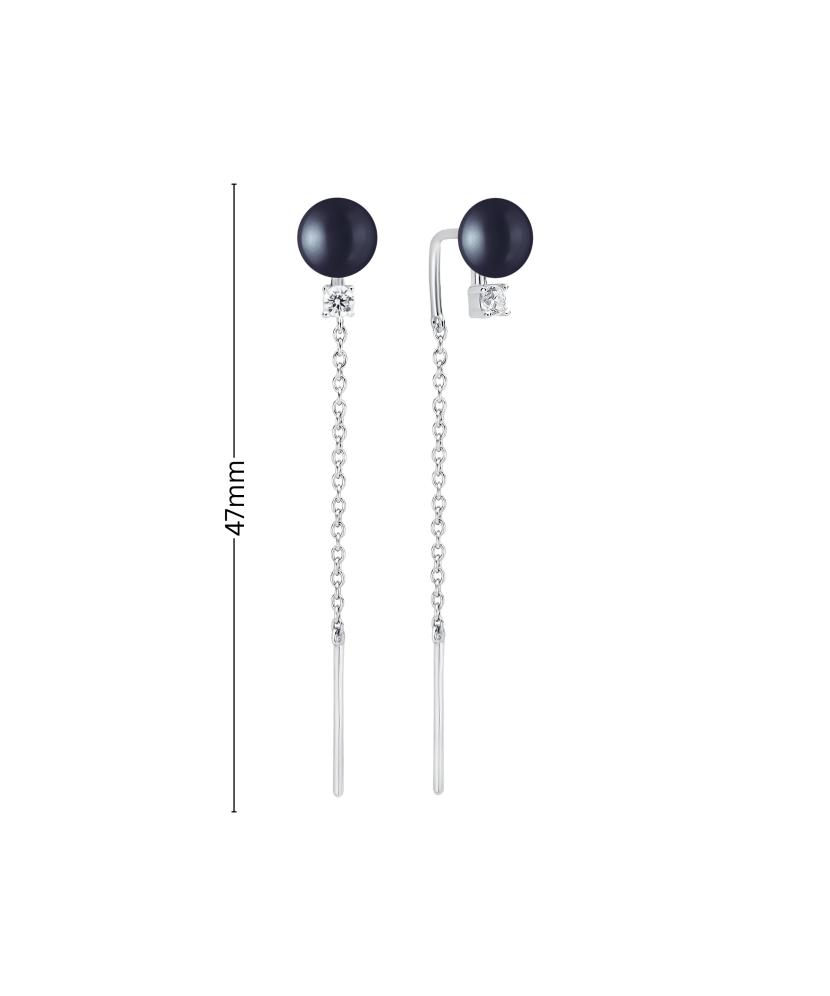 Sterling silver earrings with pearls and zircons