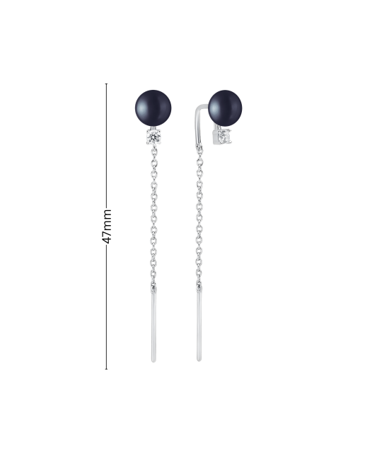 Sterling silver earrings with pearls and zircons