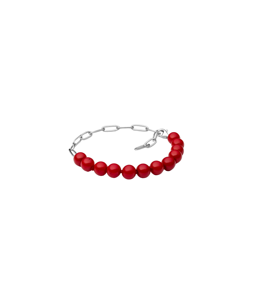Bracelet with coral and silver