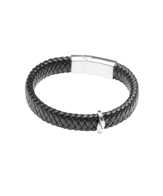 Leather bracelet with stainless steel