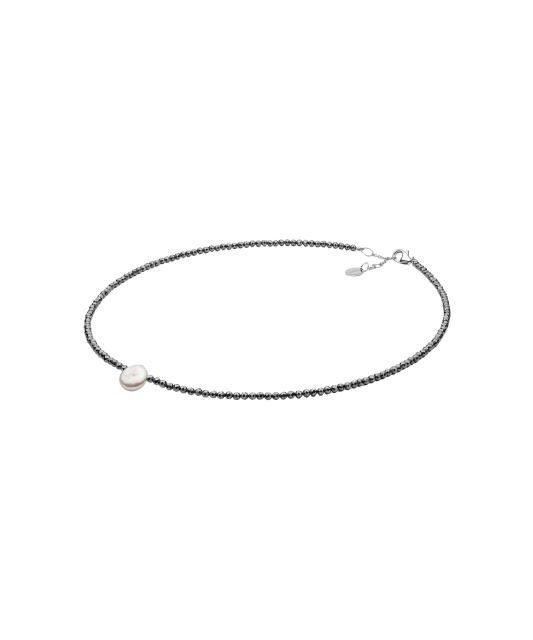Terahertz necklace with pearl and silver