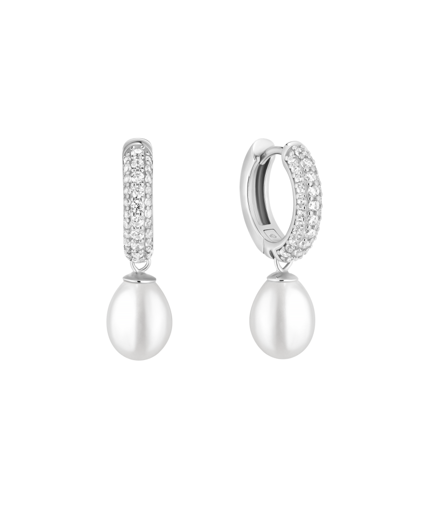 Sterling silver earrings with pearls and zircons