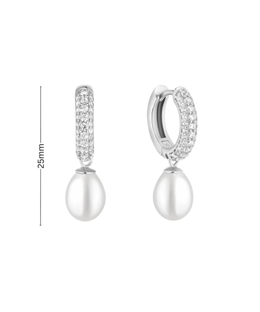 Серьги из серебра с жемчугом и цирконами