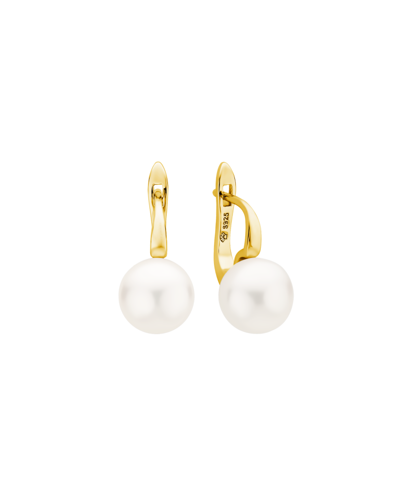 Gold-plated silver earrings with pearls