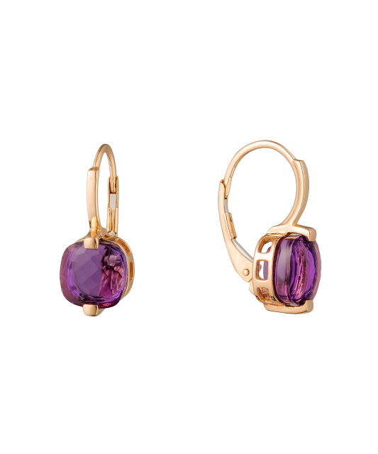 Gold earrings with amethysts