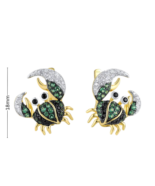 Gilded sterling silver earrings with zircons and spinels