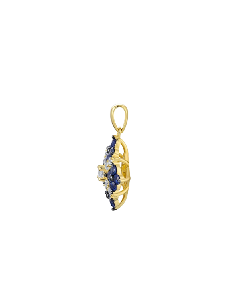 Gold-plated Silver pendant with nano sapphires and zircons