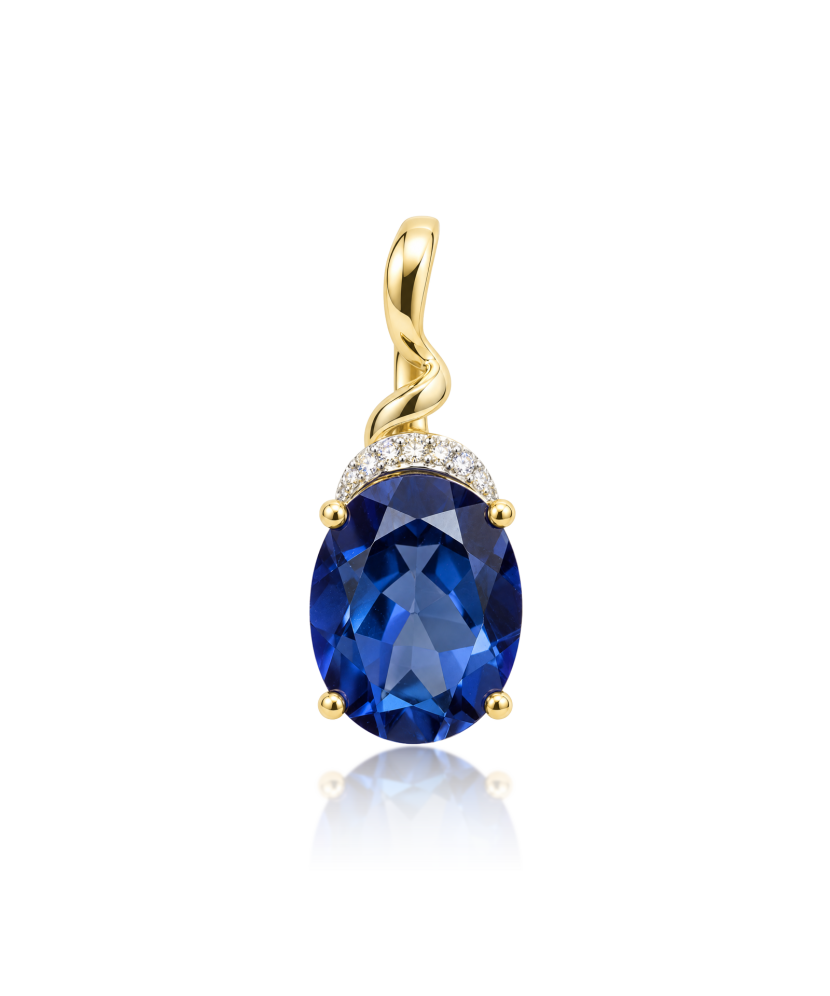 Yellow gold pendant with topaz and diamonds