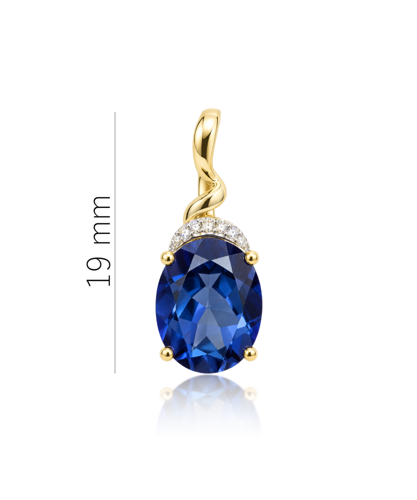Yellow gold pendant with topaz and diamonds