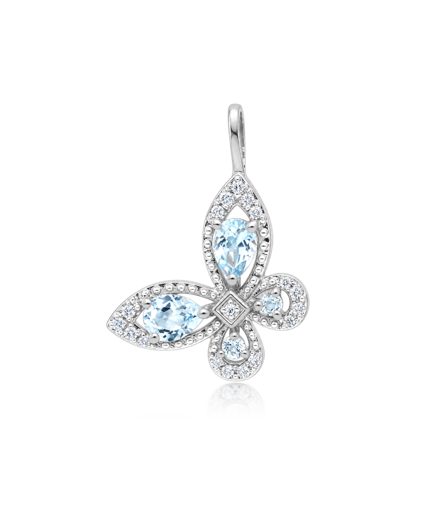 White gold pendant with topazes and diamonds