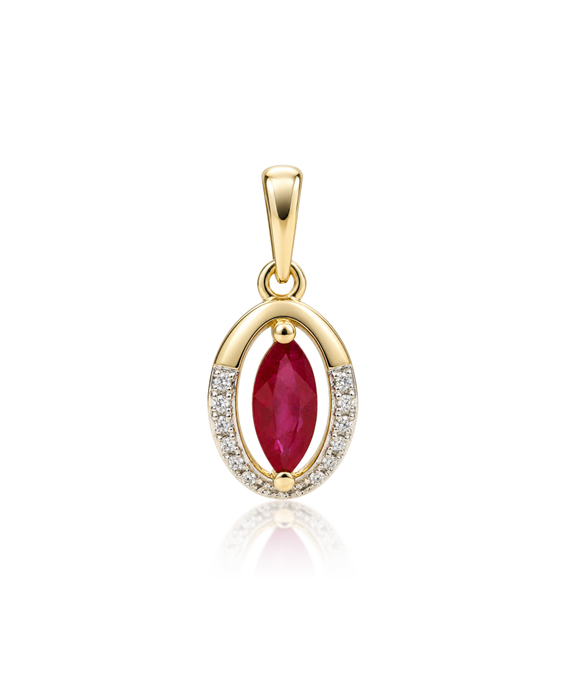 Yellow gold pendant with ruby and diamonds