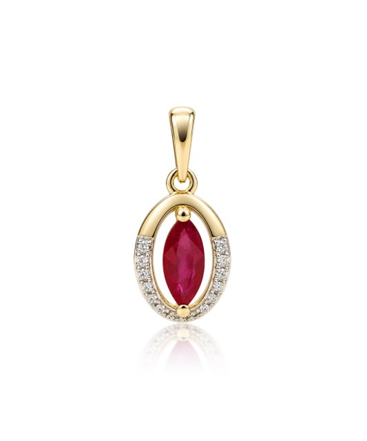 Yellow gold pendant with ruby and diamonds