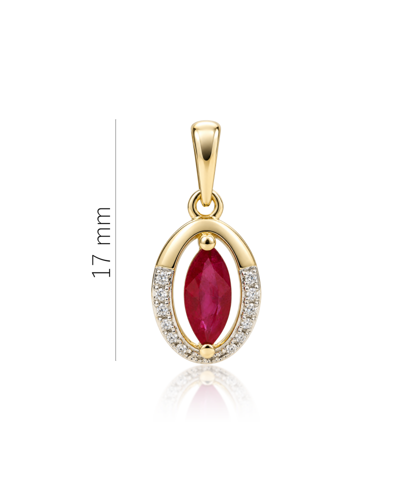 Yellow gold pendant with ruby and diamonds