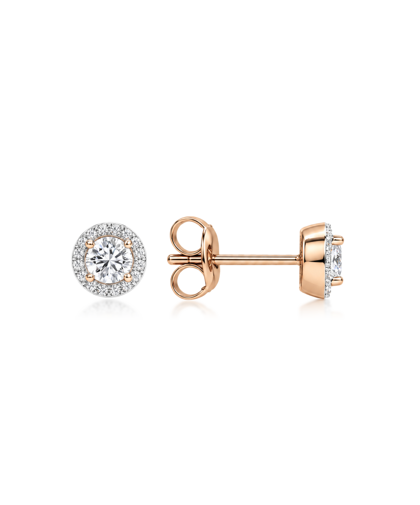 Gilded sterling silver earrings with diamonds
