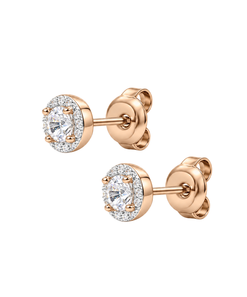 Gilded sterling silver earrings with diamonds