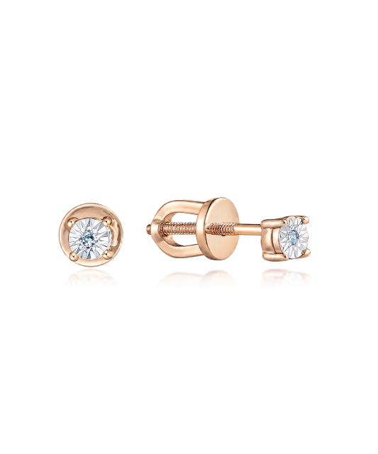 Gilded sterling silver earrings with diamonds