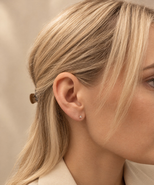 Gilded sterling silver earrings with diamonds