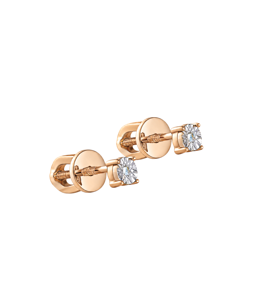 Gilded sterling silver earrings with diamonds