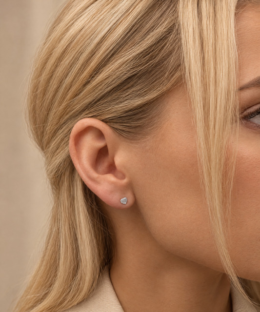 Gilded sterling silver earrings with diamonds