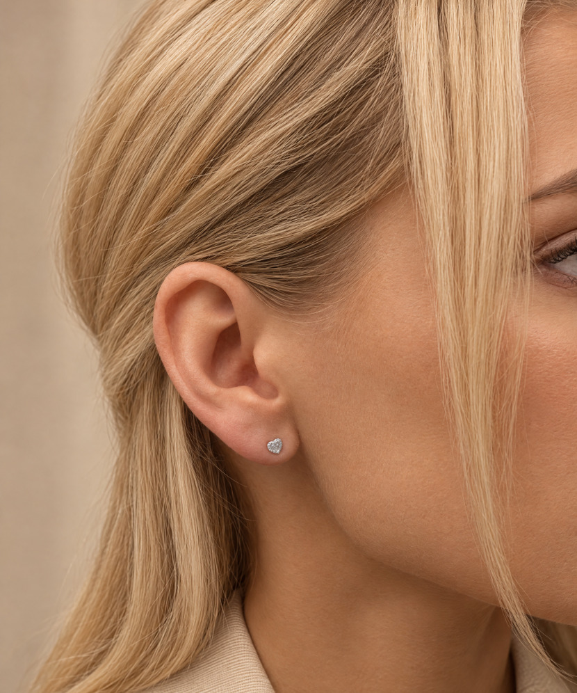 Sterling silver earrings with diamonds