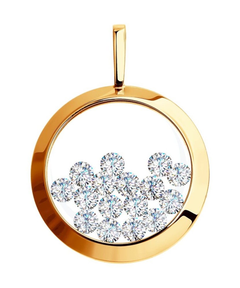 Gold pendant with zircons