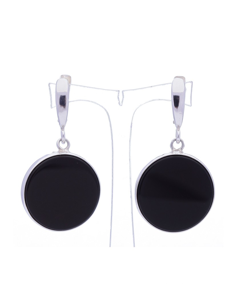 Sterling silver earrings with onyx 25mm Sterling silver earrings with onyx 25mm