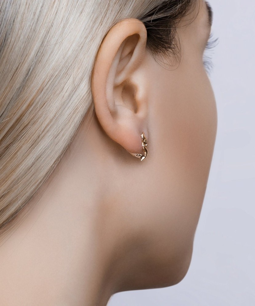 Gold earrings with zircons "Fox"