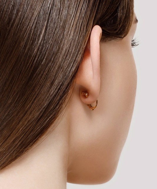 Gold earrings with zircons