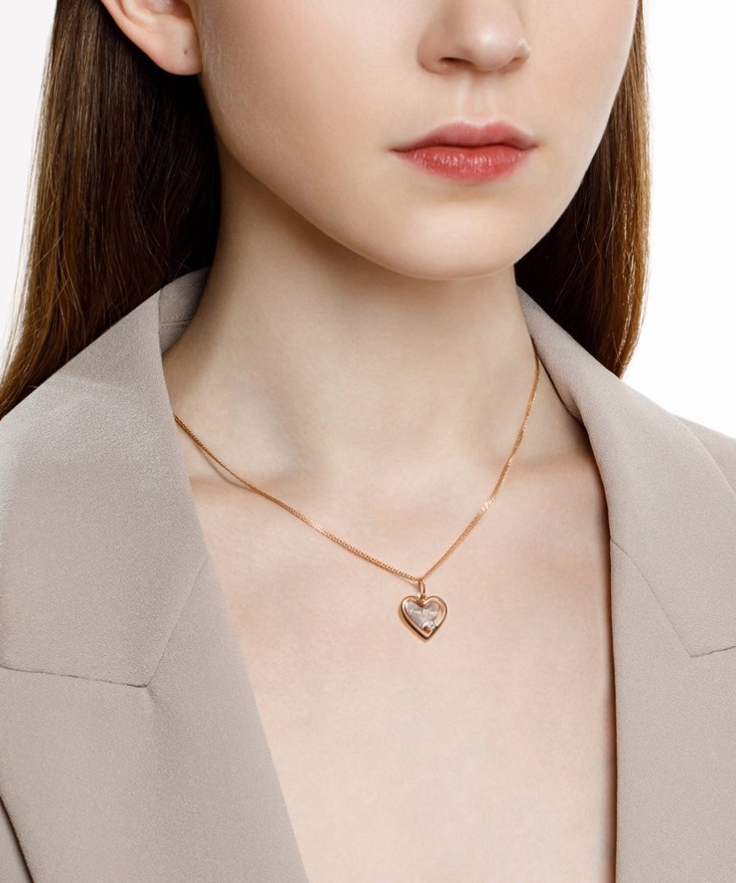 Auksinis pakabukas su cirkoniu širdelė "Tu ir aš" - Auksiniai pakabukai - Goldinga