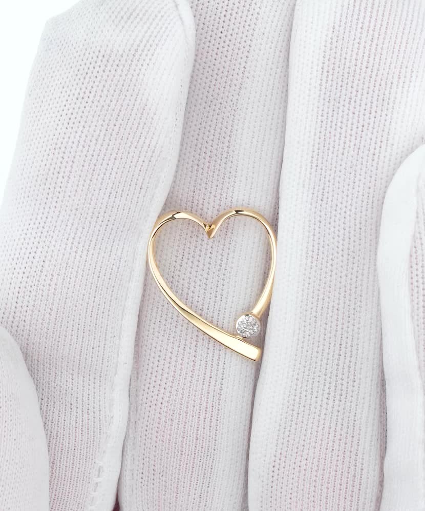 Кулон из желтого золота с бриллиантами "Сердце"