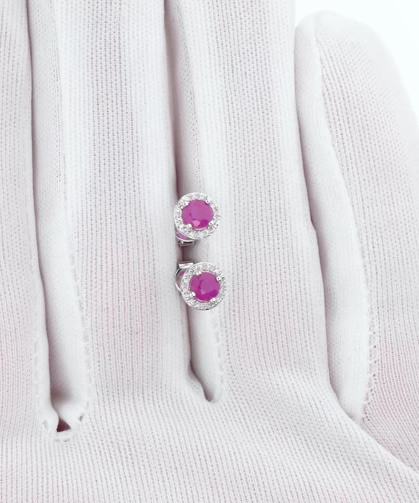 Серьги из белого золота с рубинами и бриллиантами Серьги из белого золота с рубинами и бриллиантами