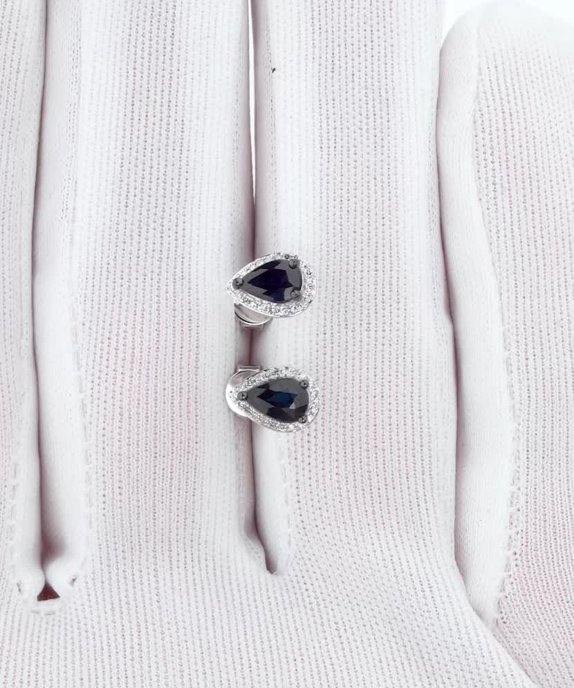 Серьги из белого золота с сапфирами и бриллиантами Серьги из белого золота с сапфирами и бриллиантами