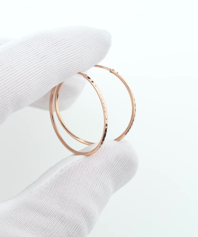 Gold engraved hoop earrings 30mm