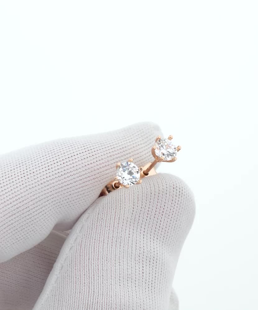 Золотые серьги с цирконами Золотые серьги с цирконами