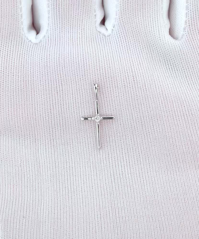 White gold chain with diamonds "Cross"