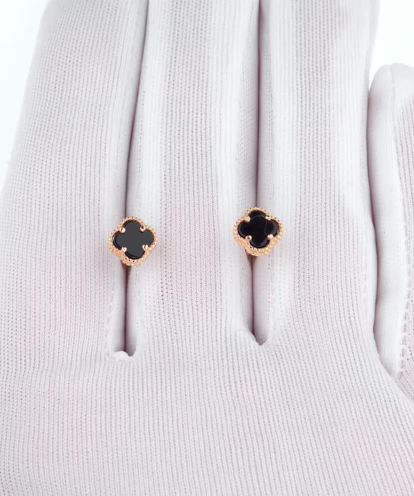 Золотые серьги с эмалью 7mm