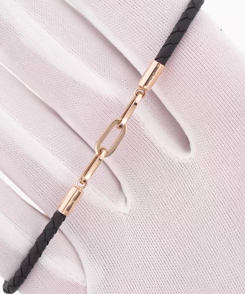 Кожаный браслет с вставками из золота и циркона Кожаный браслет с вставками из золота и циркона