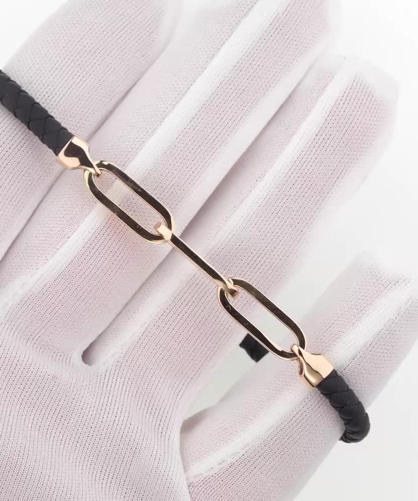 Кожаный браслет с вставками из золота и циркона Кожаный браслет с вставками из золота и циркона